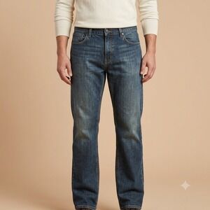 Perry Ellis Premium‎ Denim Jeans Mens 38x32 Dark Wash 100% Cotton Blue
